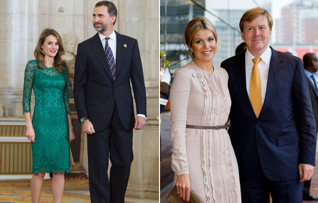 Letizia e Felipe de Espanha e Máxima e Guilherme da Holanda.jpg