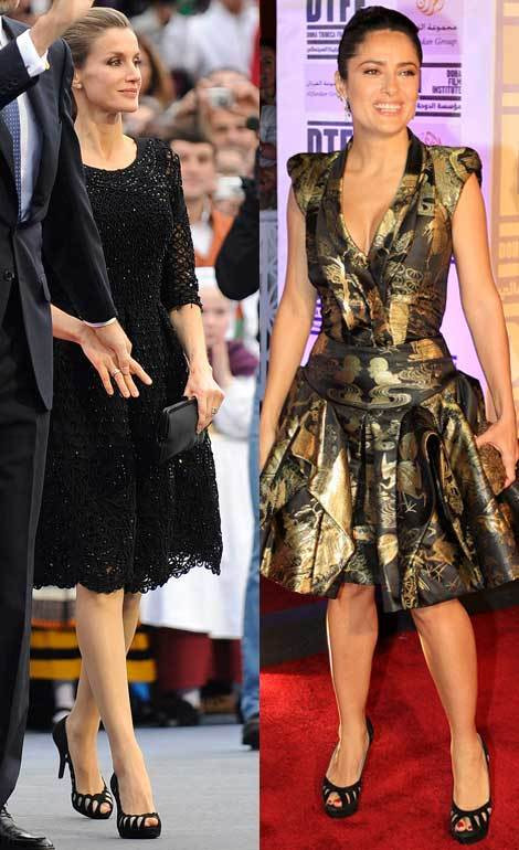 A princesa Letizia de Espanha e a atriz Salma Hayek 