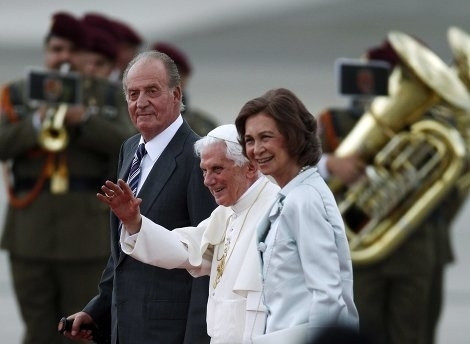 Juan Carlos, Bento XVI e Sofia de Espanha