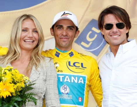 Cameron Diaz e Tom Cruise com Alberto Contador