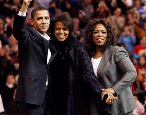 Barack e Michelle Obama com Oprah Winfrey