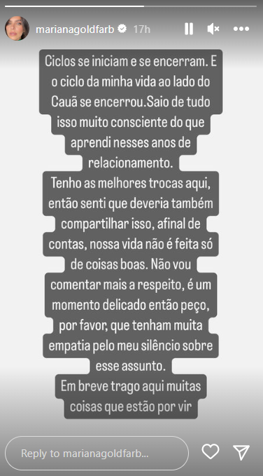 Cauã Reymond e Mariana Goldfarb separam-se ao fim de sete anos