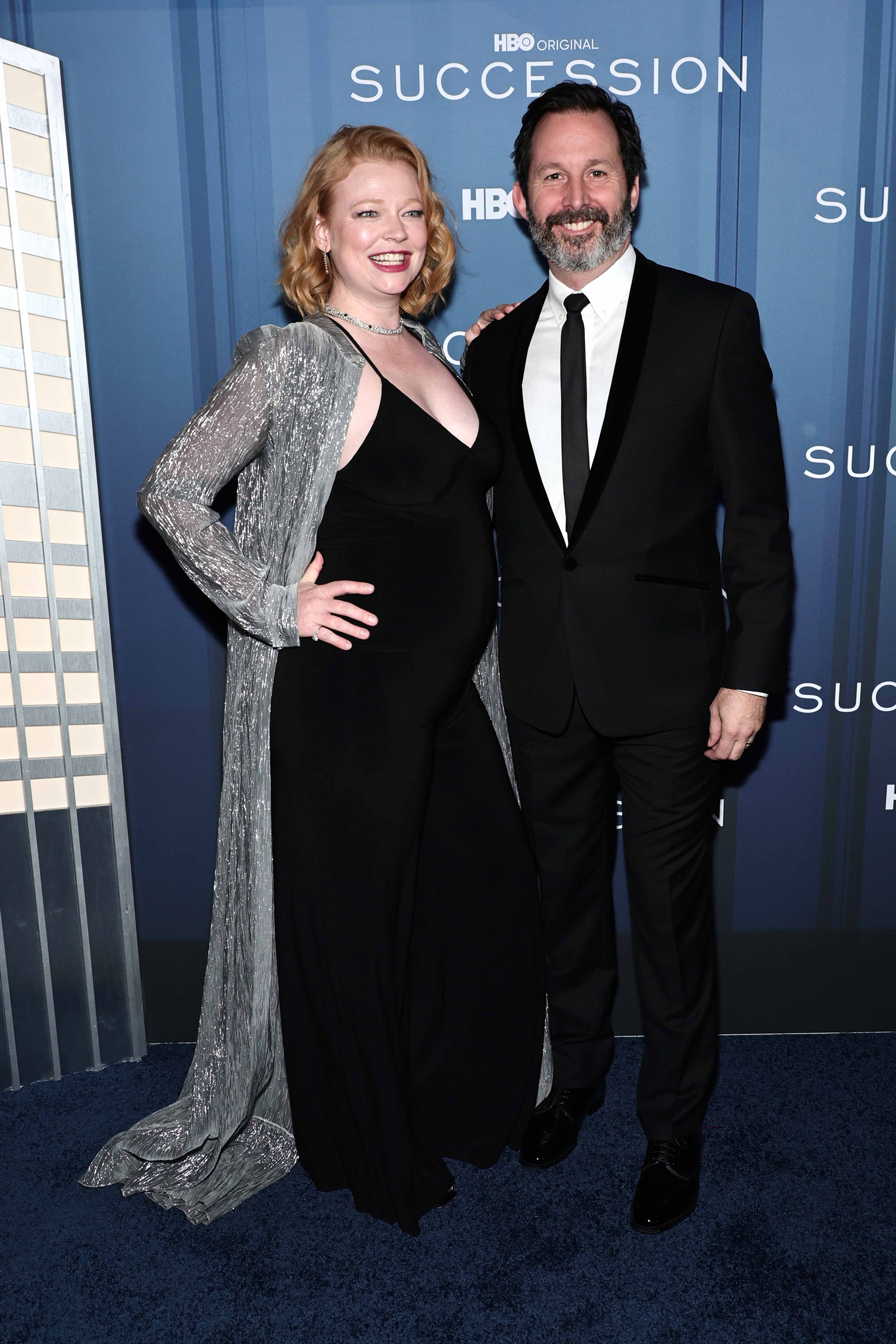 Sarah Snook com o marido, Dave Lawson