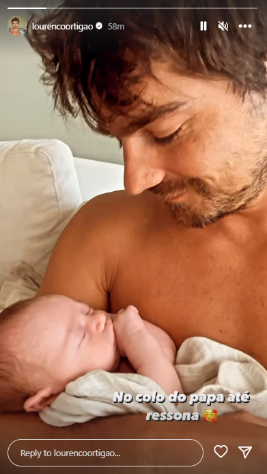 Lourenço Ortigão mostra o rosto do filho