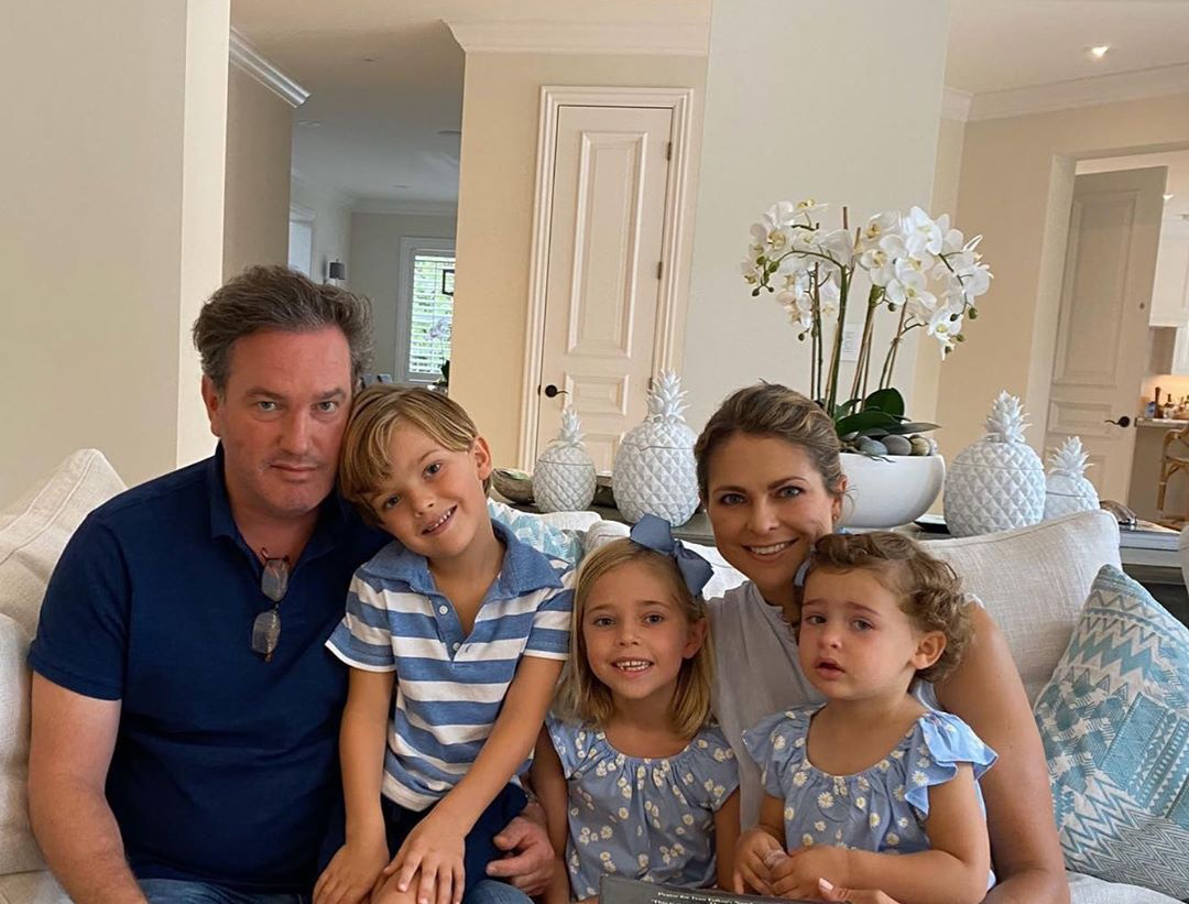 A princesa Madalena com o marido, Chris O’Neill, e os três filhos