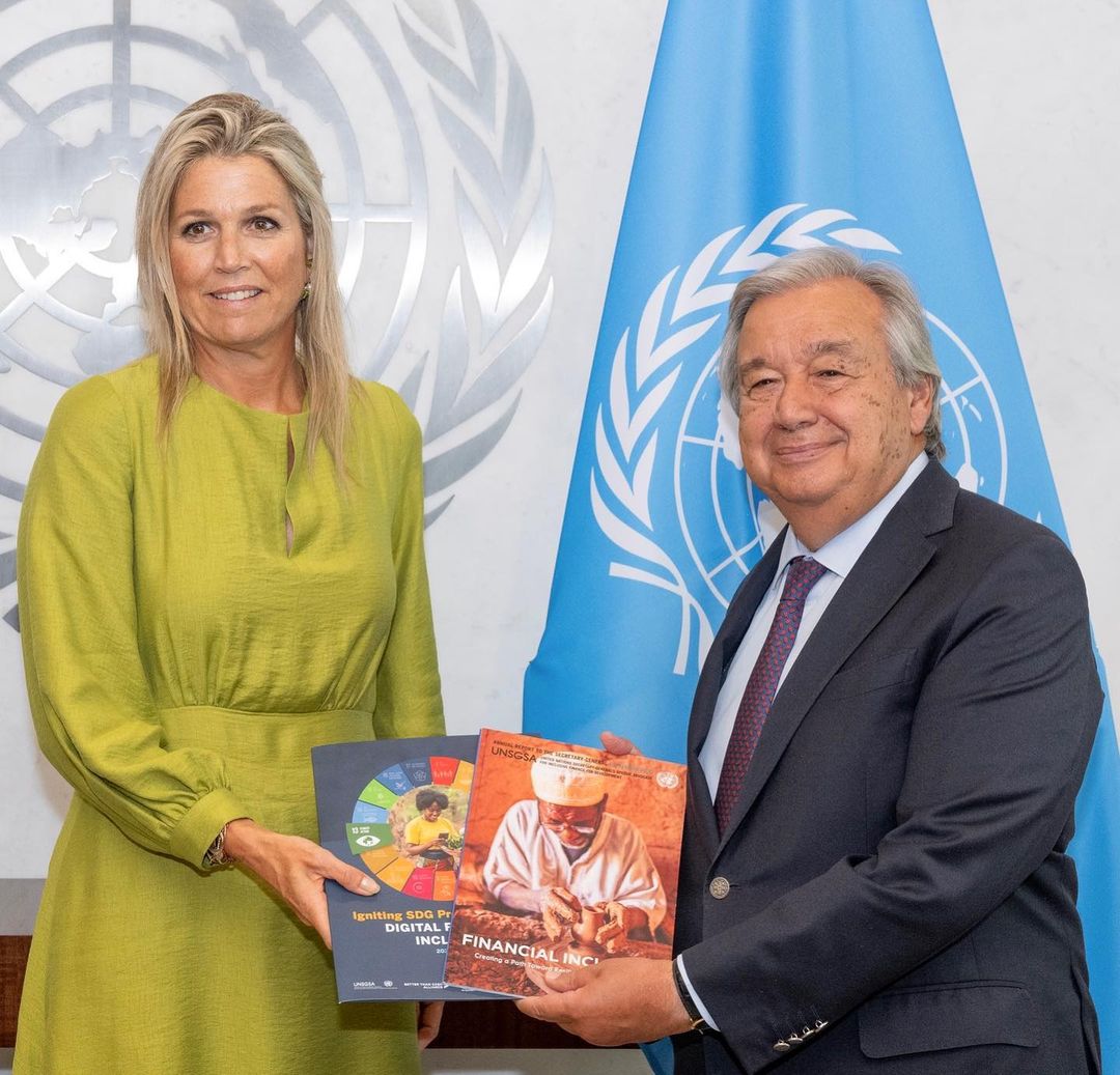 Depois do encontro com António Guterres, Maxima dos Países Baixos surpreende com carteira surrealista