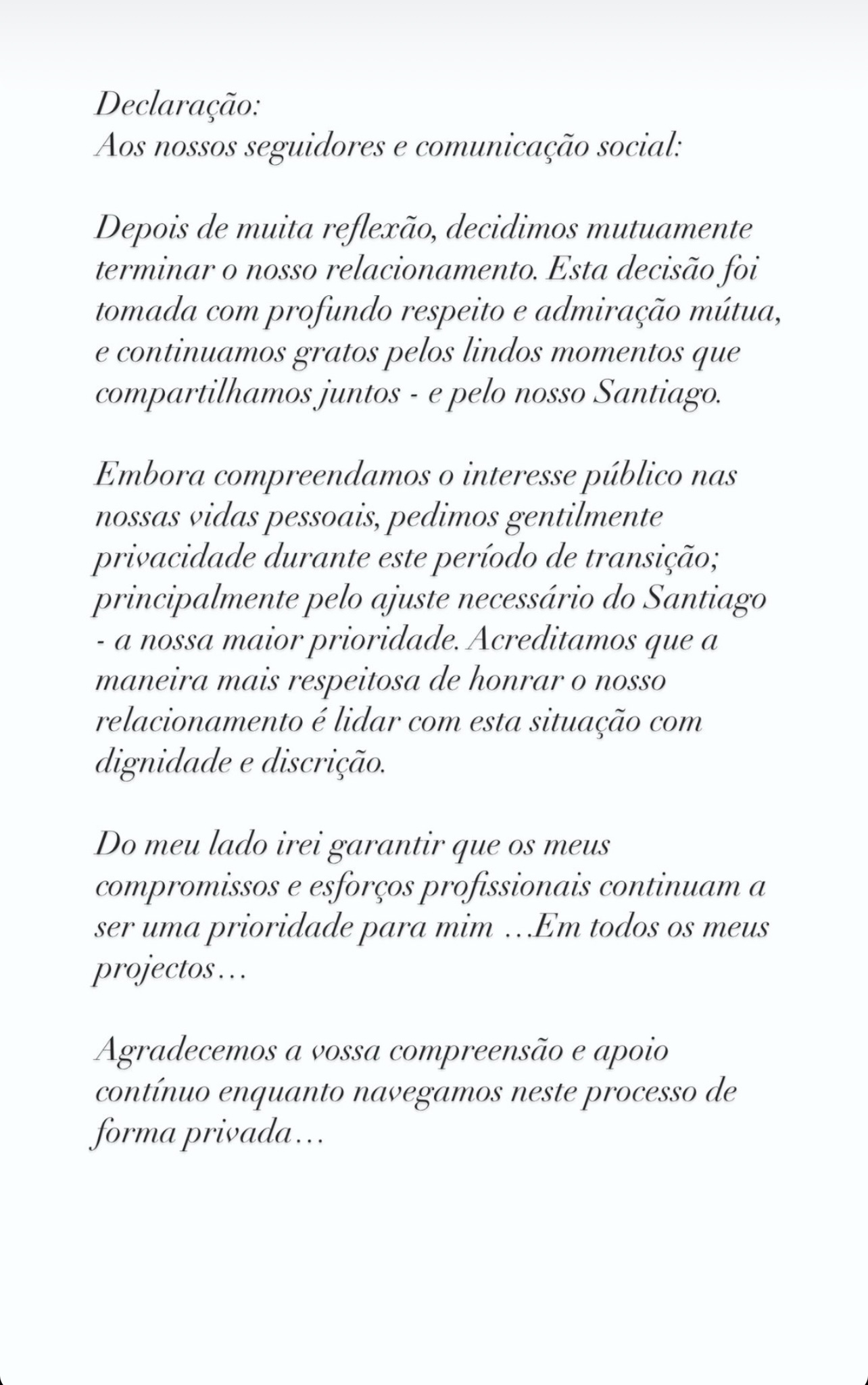 Pedro Barroso está separado de Mariana Marques