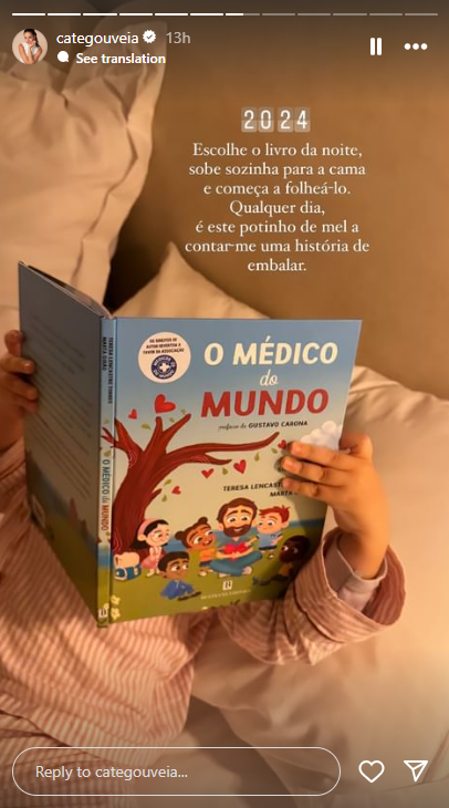 Catarina Gouveia mostra ritual noturno com a filha
