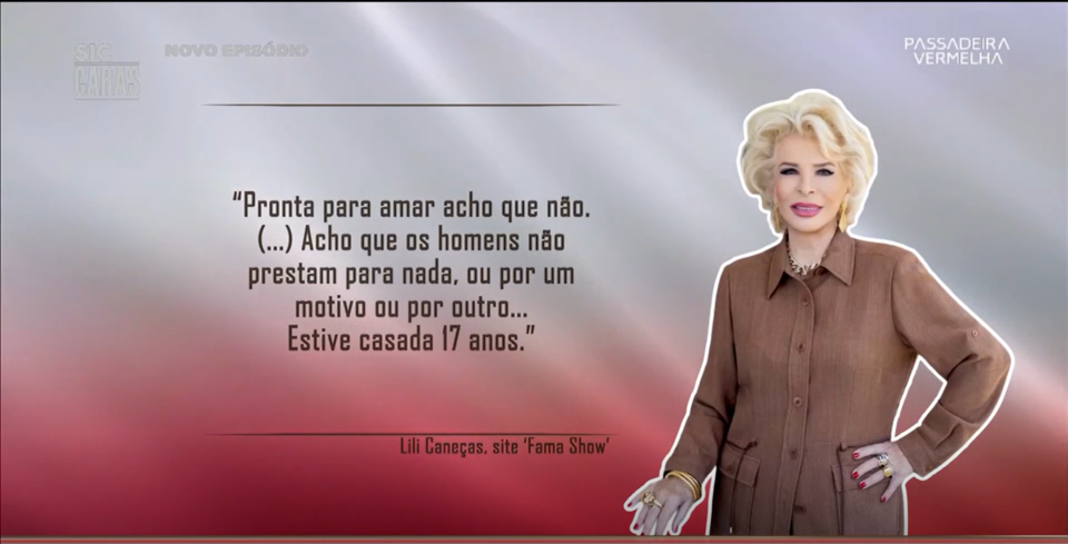 Declaração polémica de Lili Caneças a ser comentada no Passadeira Vermelha - Foto: SIC Caras